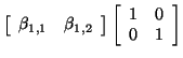 $\displaystyle \left[ \begin{array}{cc} \beta_{1,1} & \beta_{1,2} \end{array} \right] \left[ \begin{array}{cc} 1 & 0 0 & 1 \end{array} \right]$