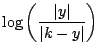 $\displaystyle \log \left( \frac{\vert y\vert}{\vert k-y\vert} \right)$