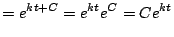 $\displaystyle = e^{kt + C} = e^{kt}e^{C} = Ce^{kt}$